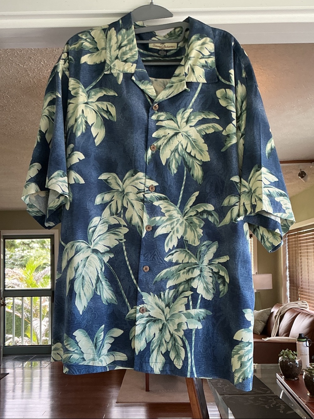Tommy Bahama Blue Palm-Print Camp Shirt